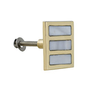 Square Brass Cabinet Knob with Mother of Pearl Inlay