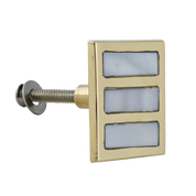 Square Brass Cabinet Knob with Mother of Pearl Inlay