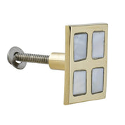 Square Brass Cabinet Knob with Mother of Pearl Inlay
