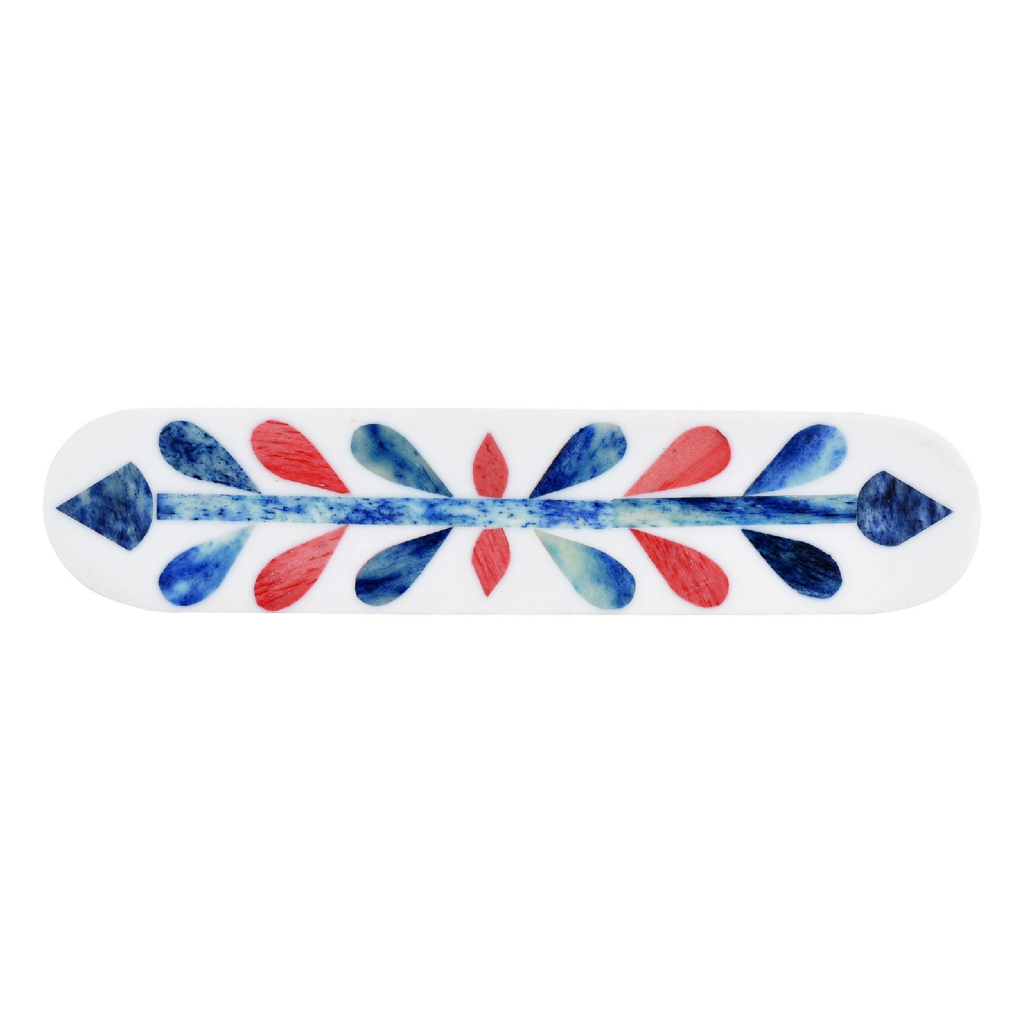 Red Blue Bone Inlay Cabinet Pull - 5"