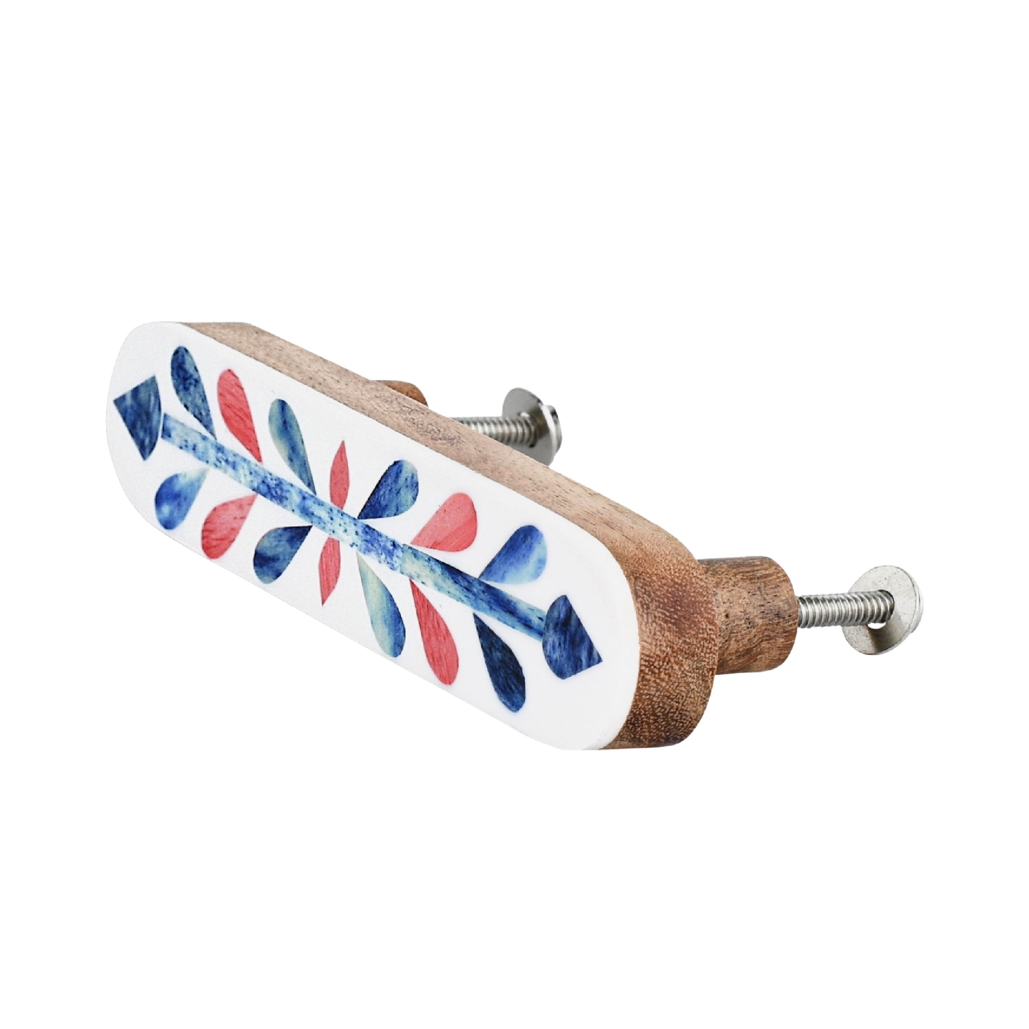 Red Blue Bone Inlay Cabinet Pull - 5"