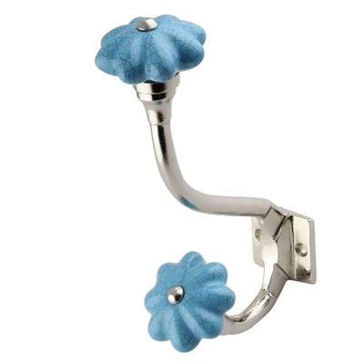 Turquoise Crackle Ceramic Silver Iron Wall Hook