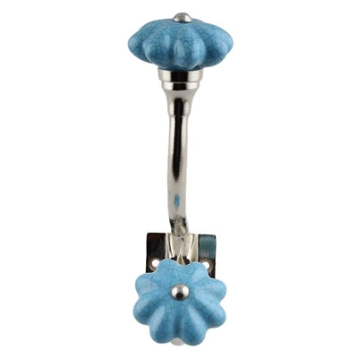 Turquoise Crackle Ceramic Silver Iron Wall Hook