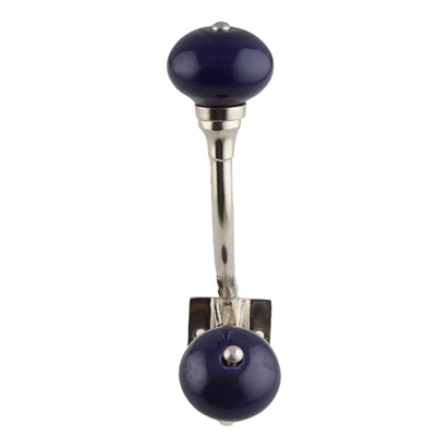 Dark Blue Ceramic Silver Iron Hook