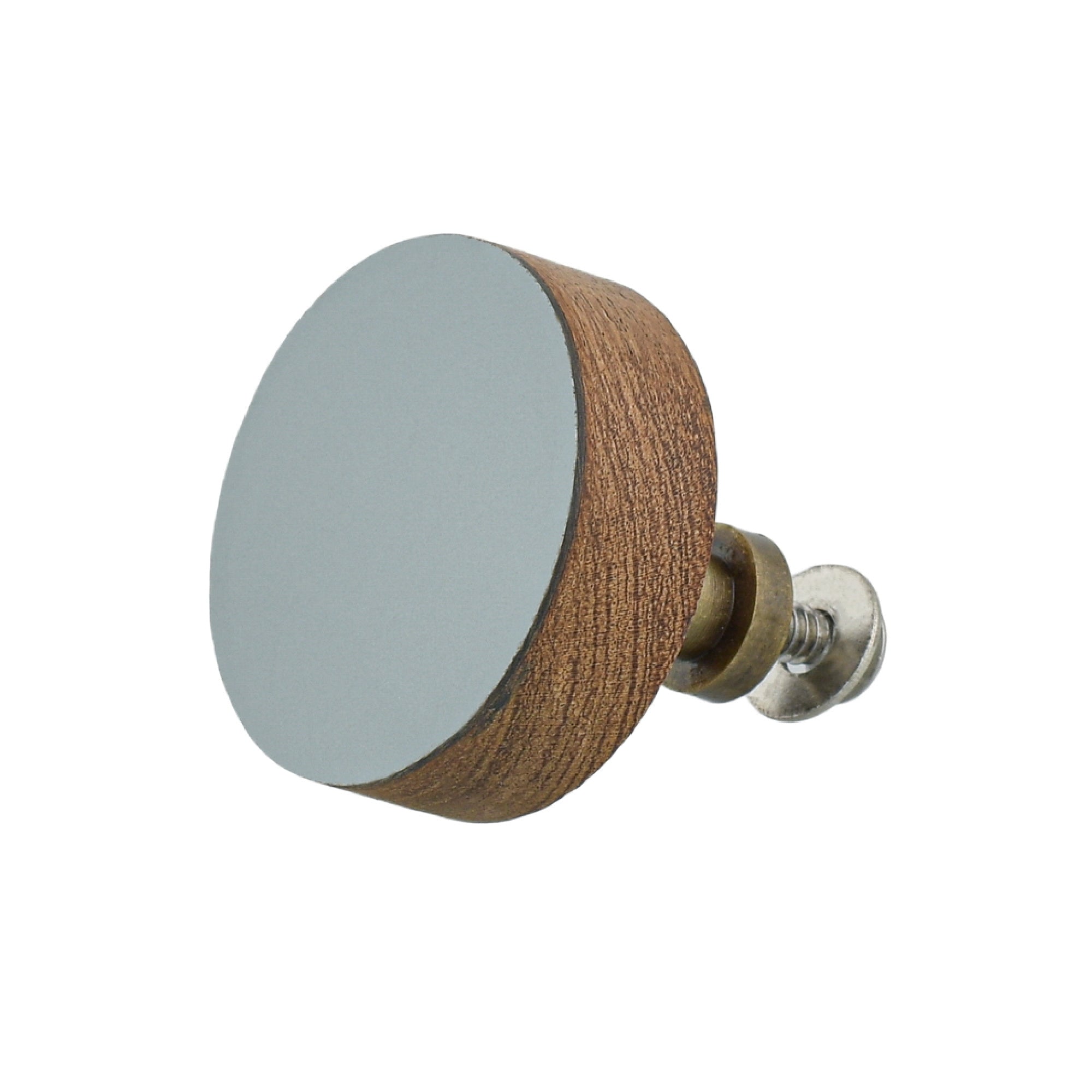 Blue Laminate Acacia Wood Cabinet Knob with Solid Brass Projection