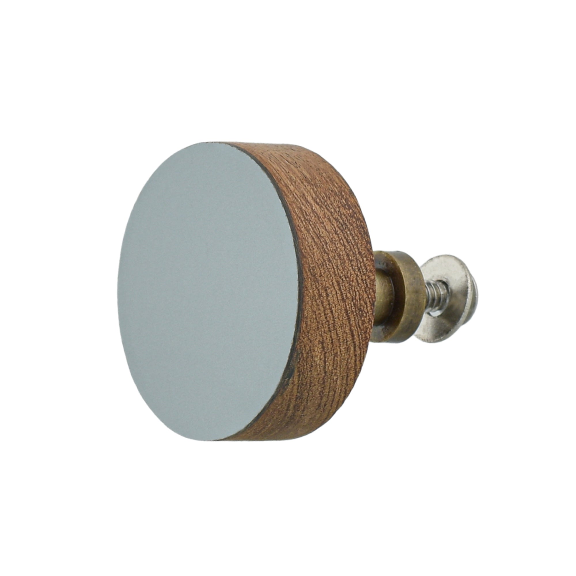 Blue Laminate Acacia Wood Cabinet Knob with Solid Brass Projection