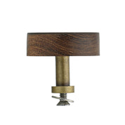 Acacia Wood Cabinet Knob with Linen Weave Laminate & Brass Projection