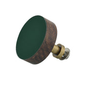 Emerald Green Laminate Acacia Wood Cabinet Knob with Solid Brass Projection