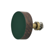 Emerald Green Laminate Acacia Wood Cabinet Knob with Solid Brass Projection