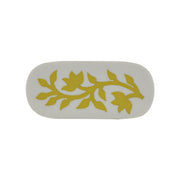 Yellow Floral Resin Inlay Cabinet Knob on Wood