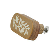 White Floral Resin Inlay Cabinet Knob on Wood