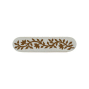 Brown Floral Resin Inlay Cabinet Pull on Wood