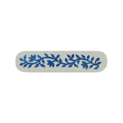 Blue Floral Resin Inlay Cabinet Pull on Wood