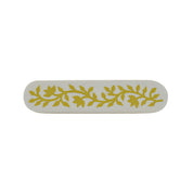 Yellow Floral Resin Inlay Cabinet Pull on Wood