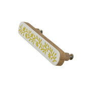 Yellow Floral Resin Inlay Cabinet Pull on Wood - 7 Inch
