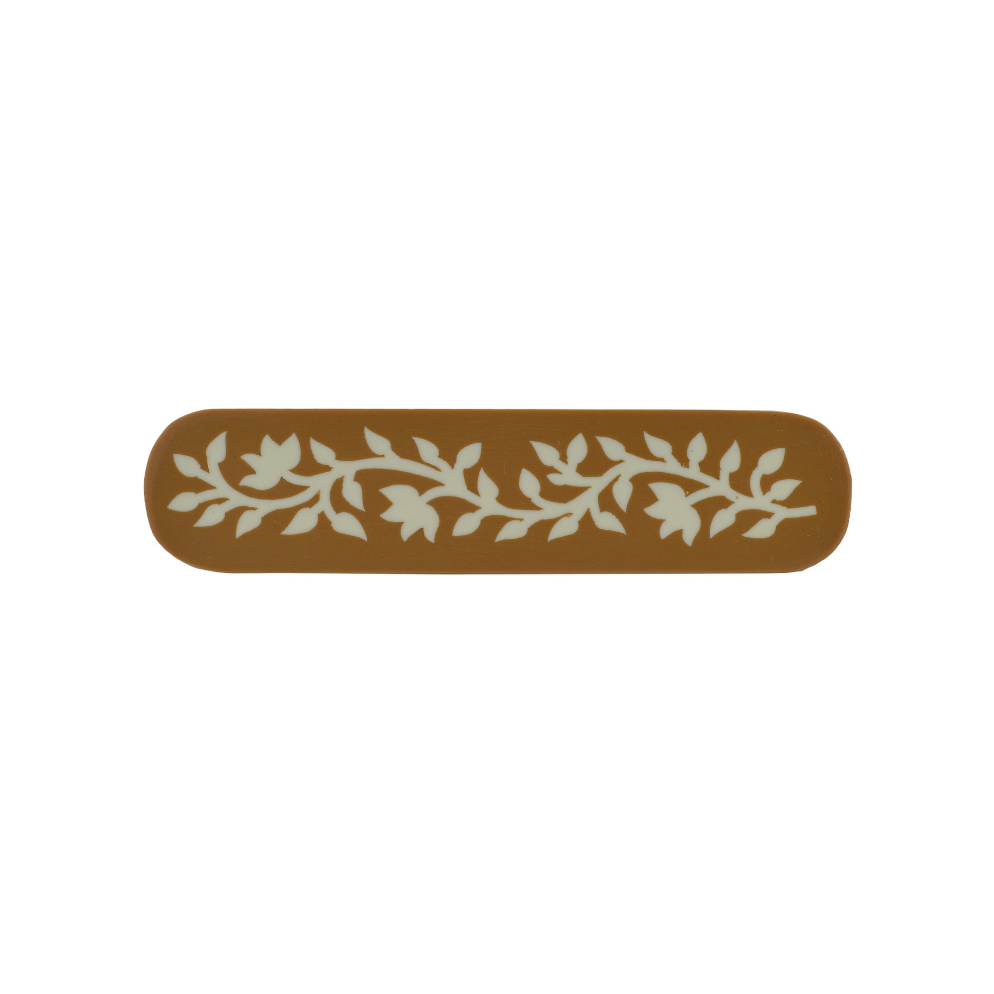 White Floral Resin Inlay Cabinet Pull on Wood