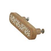 White Floral Resin Inlay Cabinet Pull on Wood