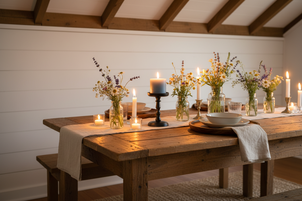 Black Candle Holder - Dining Table