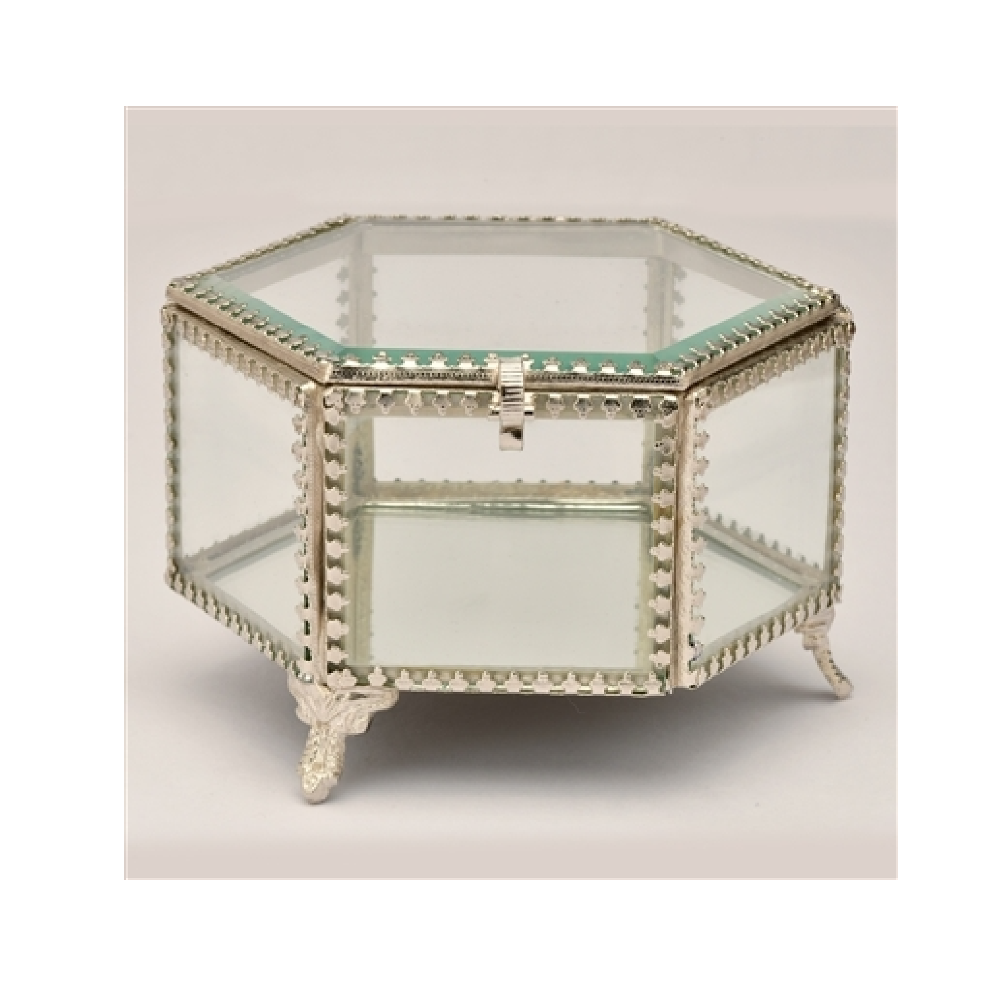 Hexagonal Glass Jewelry & Keepsake Box