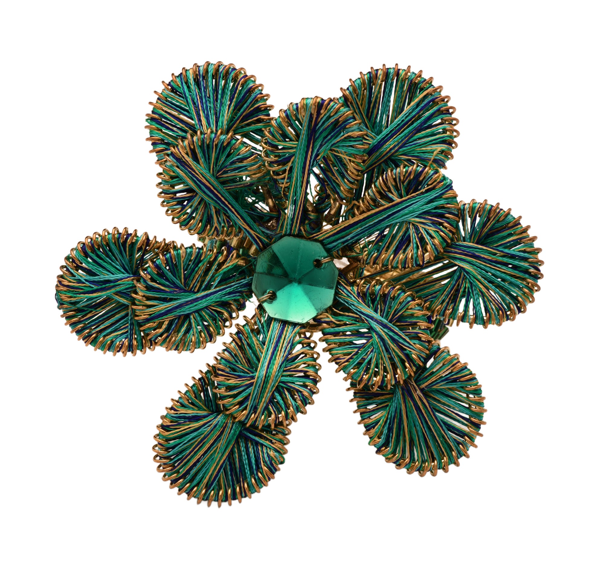 Beaded & Threaded Floral Napkin Rings - Set of 4