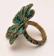 Beaded & Threaded Floral Napkin Rings - Set of 4